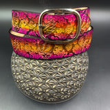 Stamped Leather Belt - Honeycomb Stealie