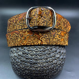 Stamped Leather Belt - Mushrooms