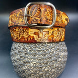 Stamped Leather Belt - Honeycomb Stealie
