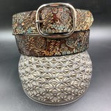 Stamped Leather Belt - Honeycomb Stealie