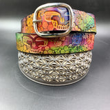 Stamped Leather Belt - Wolf