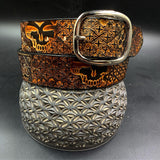 Stamped Leather Belt - Grateful Geometry