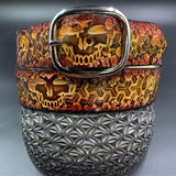 Stamped Leather Belt - Grateful Geometry