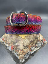 Small Stamped Leather Belt - Wigwag Color Fade