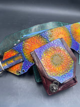 Stamped Leather Utility Hip Belt - Flower of Life Mandala