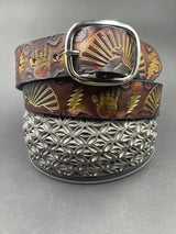 Stamped Leather Belt - Sphinx Copper
