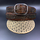 Stamped Leather Belt - Venetian Cross