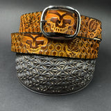 Stamped Leather Belt - Grateful Geometry