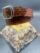 Stamped Leather Belt - Weave