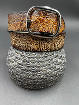 Stamped Leather Belt - Mushrooms