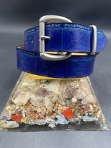 Stamped Leather Belt - Deep Blue