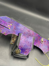 Stamped Leather Utility Hip Belt - Purple