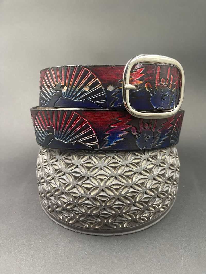 Stamped Leather Belt - Sphinx Red