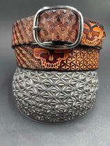 Stamped Leather Belt - Grateful Geometry
