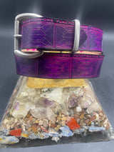 Stamped Leather Belt - Purple Funk