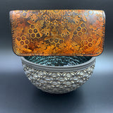 Stamped Leather Bifold Clutch - Bees