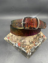 Stamped Leather Belt - Trees Landscape