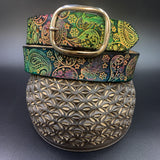 Stamped Leather Belt - Paisley