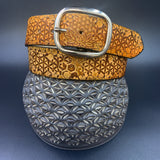 Stamped Leather Belt - Flower of Life Bees