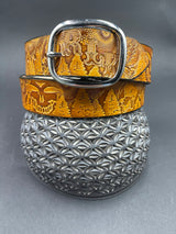 Stamped Leather Belt - Grateful Nature