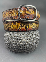 Stamped Leather Belt - Grateful