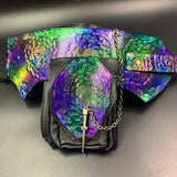 Stamped Leather Utility Hip Belt - Crystals