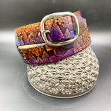 Stamped Leather Belt - Trees