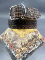 Stamped Leather Belt - Weave