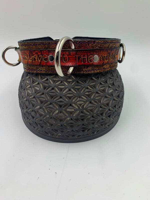 Stamped Leather Bondage Collar - Slave to the Music
