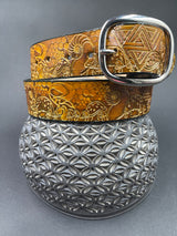 Stamped Leather Belt - Music