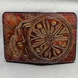Carved Leather Passport Wallet - Steelie (Front)
