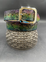 Stamped Leather Belt - Bird/Skull