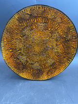 12 Inch Stamped Leather Coaster - Honeycomb