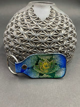 Stamped Leather Keychain - Lotus