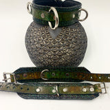 Stamped Leather Bondage Gear - Collar and Cuff Set