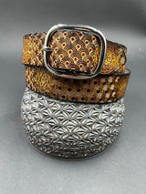 Stamped Leather Belt - Geometric Patterns
