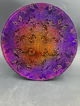 8 Inch Stamped Leather Coaster - Geometry Purple