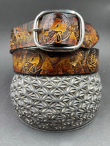 Stamped Leather Belt - Grateful Nature