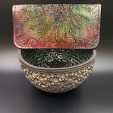 Stamped Leather Bifold Clutch - Feathers