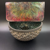 Stamped Leather Bifold Clutch - Feathers
