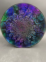 12 Inch Stamped Leather Coaster - Fractals