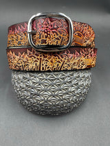 Stamped Leather Belt - Boognish/Mushrooms