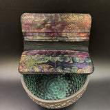 Stamped Leather Bifold Clutch - Feathers