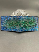 Stamped Leather Bifold Wallet - Geometric Grid
