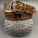 Stamped Leather Belt - Grateful