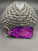 Stamped Leather Keychain - Lotus