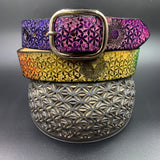 Stamped Leather Belt - Flower of Life Chakras