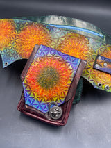 Stamped Leather Utility Hip Belt - Flower of Life Mandala