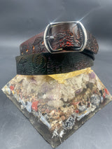Stamped Leather Belt - Trees Landscape