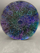 12 Inch Stamped Leather Coaster - Fractals